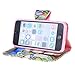 For iphone 5C , TUTUWEN Novelty Fashion Colorful Flower Style [Magnetic] Wallet [PU Leather Case] Flip [Stand] Flap Closure Protective Cover for Apple iphone 5C