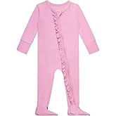 GUISBY Baby Footies Ruffle Pajamas, Soft Long Sleeve with 2 Way Zipper Sleepers