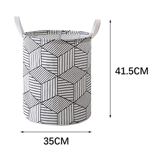BiuBuy Large Laundry Basket Drawstring Waterproof Round Storage Basket Canvas Laundry Hamper Bucket with Handles for Storage Bin,Kids Room,Home Organizer,Nursery Storage (A)