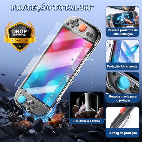 Case para Nintendo Switch 2, 25 em 1 Acessorios para Switch 2 (2025), com Pelicula, Capa Protetora Rígida Portátil e Estojo para Switch 2 e Protetores de TPU para Joycon