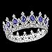 Ulike2 King/queen Crown Red Ruby Stone Sapphire Tiaras Gold/silver Plated Hair Jewelry (Blue)