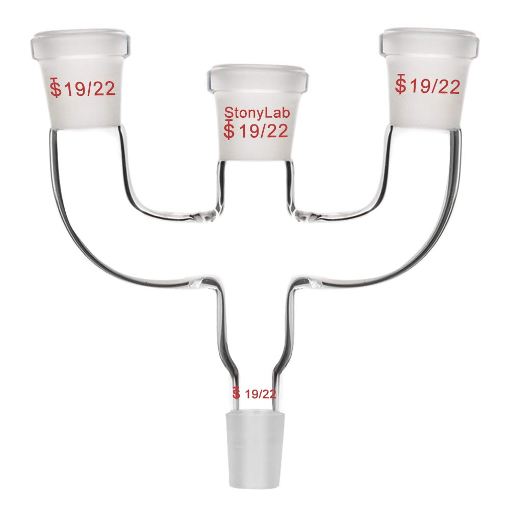 stonylab 4 Way Claisen Distillation Adapter with 19/22 Joints Connecting Adapter Lab Supply