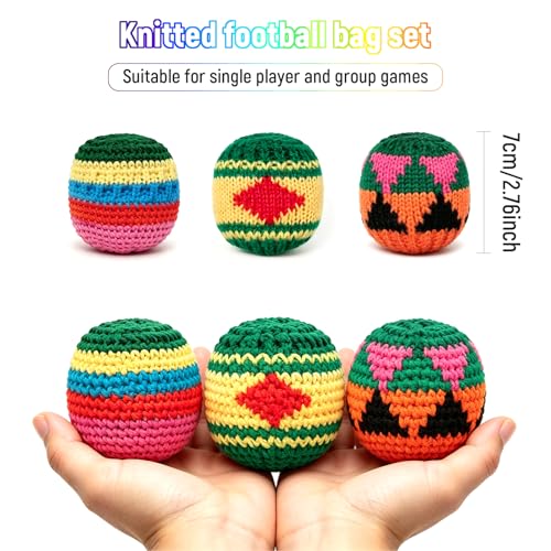 Hand-Made Knitted Footbag Colorful Crochet Kickballs Soft Hand Knitted Juggling Bags Suitable Outdoor and Indoor Party and Coordination Training, Suitable AduIts & ovet 14 Years oId Teens Use