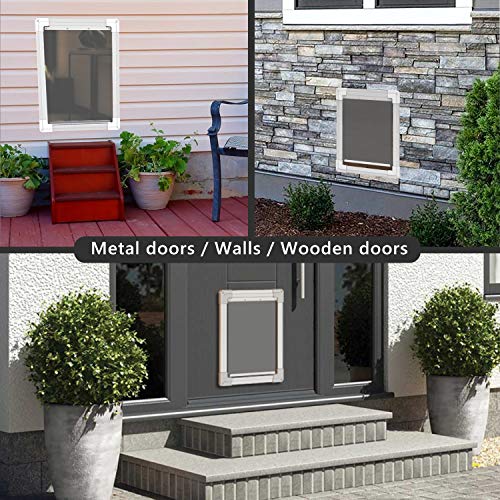 Upgraded 2 Ways Locking Dog Door for Exterior Doors,Medium Large Sliding Doggie Door,Metal Training Doggy Cat Door Indoor,Plastic Freedom Pet Door with Aluminum Lining,Consolidate Soft Flap,Anti-rust - Thumbnail 5