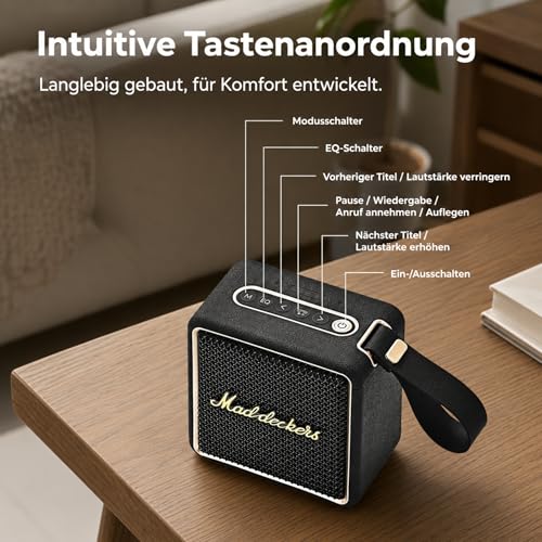 MG II Bluetooth Speaker, 24W RMS Continuous Power, Bluetooth 6.0, DSP Sound, IP67 Waterproof & Dustproof, 17H+ Battery, RGB Light, TWS Stereo, 3 EQ Modes, Type-C Charging, AUX/TF/USB, Black & Brass