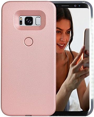 AUYOUWEI Galaxy S8 Case, LED Illuminated Selfie Light Case Cover [Rechargeable] Light Up Luminous Selfie Flashlight Cell Phone Case for Samsung S8 (Rose Gold)