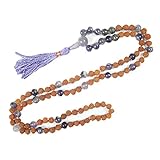 Mogul Tibet Buddhist Zen Mala Rudraksha Amethyst Necklace Spiritual Beads