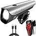 USB Rechargeable Bike Light Kit - LED Bicycle Headlight and Taillight Super bright 300 Lumens - High Capacity Li- ion Battery Waterproof Fits all MTB Mountain and Road Bikes - Cycling Safety Lights
