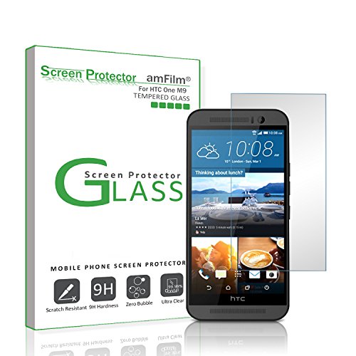 HTC One M9 Screen Protector Glass, amFilm Tempered Glass Screen Protector for HTC One M9 with Lifetime Replacement Warranty (1-Pack) [in Retail Packaging]