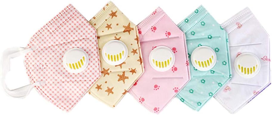 ROWEQPP Children Cotton Fabric Reusable Washable Face Respirator 3 Layers for Protection Face Mouth Cover Disposable Guard Tool Surgical Masque Anti Pollution 5pcs/Set (Random Color) 10-14Y