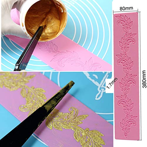 Anyana sugar leaf vine edible cake silicone fondant impression lace mat autumn cake decorating mold gum paste cupcake topper tool icing candy imprint baking moulds sugarcraft trimming