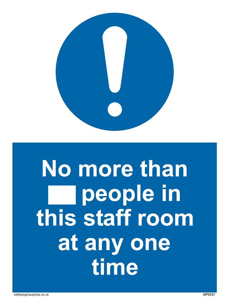 Pack of five - No more than xxx people in this staff room at any one time Sign - 150x200mm - A5P