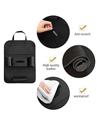 Organizador de asiento de coche Favoto, de piel sintética, multifuncional, organizador de asiento trasero de coche, bolsa de almacenamiento de viaje, 8 bolsillos, resistente al agua, antiarañazos, paraguas, iPad, teléfono móvil, pañuelo, Paquete de 2