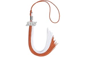 Endea Graduation Double Color Tassel with Silver Date Drop (Burnt Orange/White, 2025)