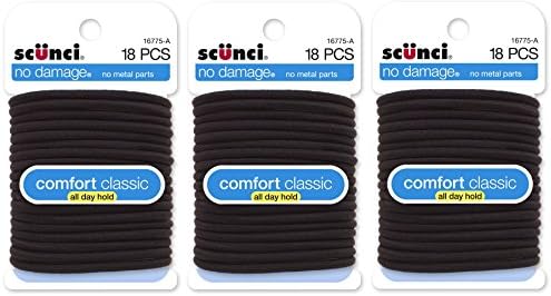 Scunci No Damage Elastics, Black, 4 MM, 54-Count by Scunci