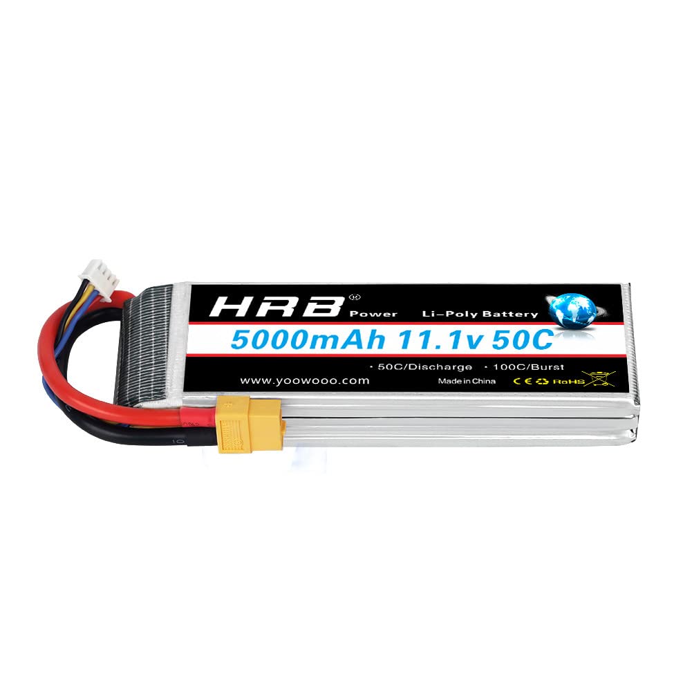 HRB 11.1V 5000mAh 3S 50C-100C LiPo Battery Pack with XT60 Plug for RC Car Boat Quadcopter Heli Airplane Drone Racing Quad Copters RC Evader BX Truggy Hobby Traxxas Slash (XT60)