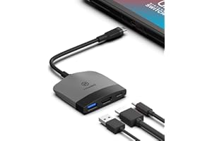 Switch Dock for Nintendo Switch OLED, Hagibis Portable TV Dock Charging Docking Station with HDMI and USB 3.0 Port Replacement Base Dock Set Type C to HDMI TV Adapter for MacBook Pro Air (Black Grey)