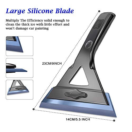 Ice Scraper for Car - Max Full Contact Windshield Scraper |5.5" Widest Shape Adjust Blade| Snow Scraper Shovel for Car No Scratches Quick Removal,Time &Labor Saving - Thumbnail 4
