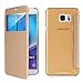 PASONOMI Galaxy Note 5 Case, [Smart Window View] Samsung Galaxy Note 5 Folio Wallet Case - Slim Flip Leather Case for Samsung Galaxy Note 5 (View Series Golden)