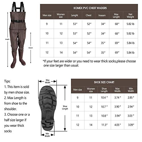 KOMEX Chest Waders Upgrate Fishing Boots Waders Hunting Bootfoot with Wading Belt Waterproof Boots Breathable Nylon and PVC Wading Boots for Men and Women ( (Renewed) - Thumbnail 4