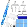 Praise V Do Diamond Painting Art Drill Bead Dot Pick Pen Kit with Screw Stainless Steel Metal Tips Nibs Placers Roller Tool Accessories Ergonomic Stylus for 5D Diamond Paint Nail Art Blue Gold White