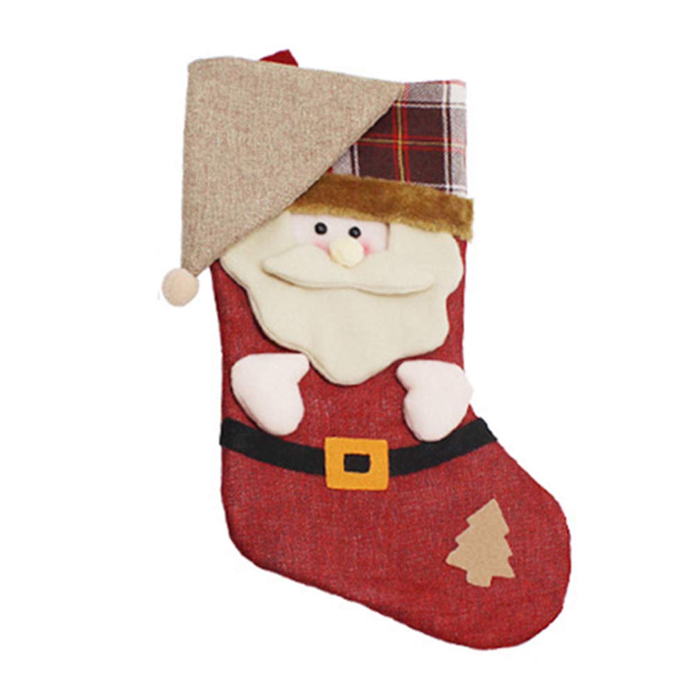 SUNTRADE 18 inch Christmas Stocking 3D Santa, Snowman, Reindeer, Big Stockings Home Party Decoration (D)