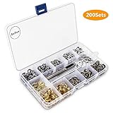 200 Sets Grommet Kit 1/4 Inch, Upgraded 4 Colors Grommets Eyelets with 3 Pcs Install Tool and Storage Box, Easy to Use for Tarps, Fabric, Canvas, Clothing, Paper, Leather