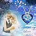 Alantyer Austrian Blue Crystal I Love You Forever Double Heart Princess Pendant Necklace 14K White Gold Plated Chain Necklace for Women Girls Silver Romantic Jewelry Gift 18''