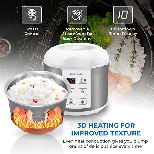 Buffalo Classic Rice Cooker with Clad Stainless Steel Inner Pot (10