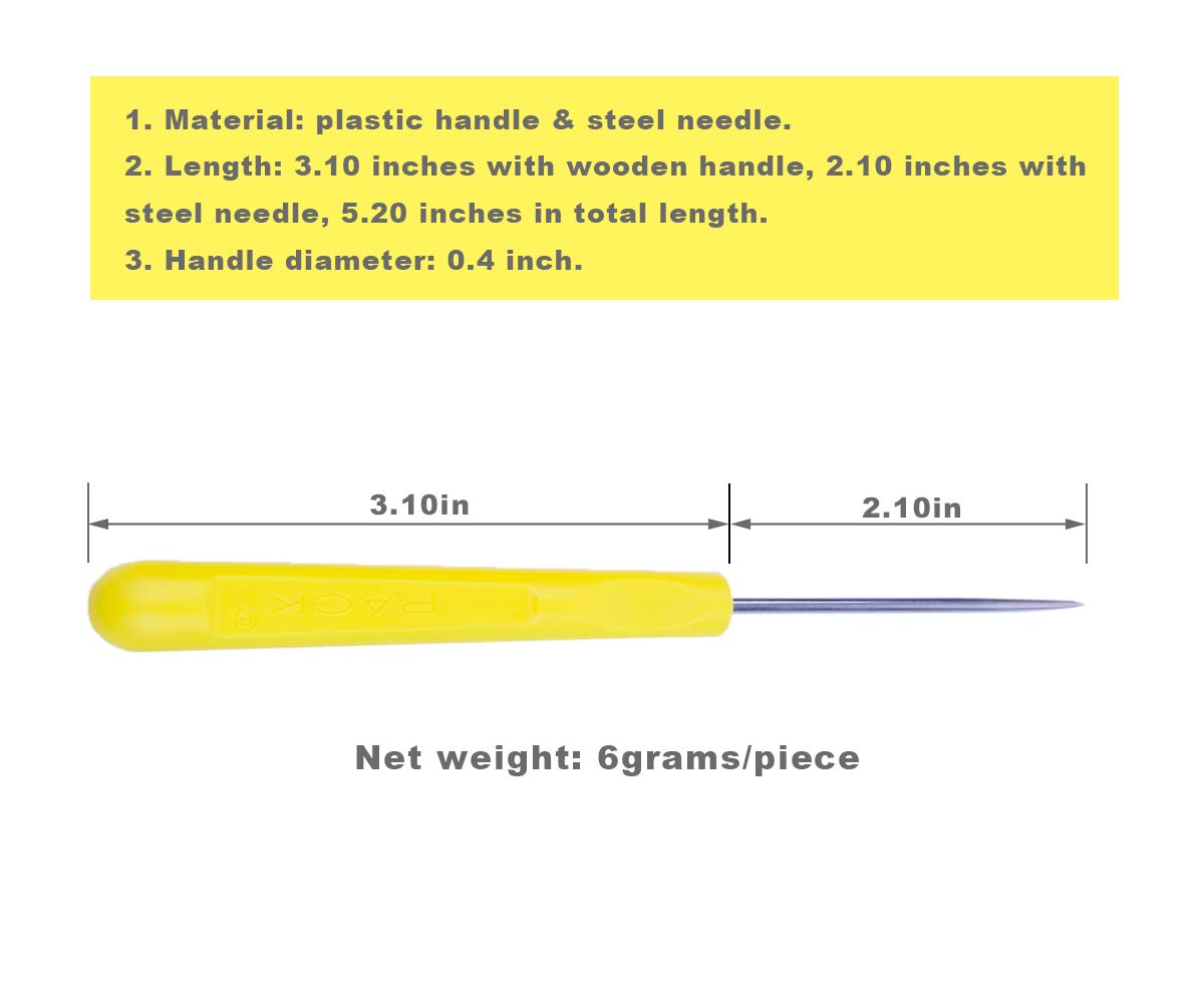 ZLKSKER (Pack of 4) Leather Stitching Sewing Awl with Plastic Handle, Beading Awl Repair Tool