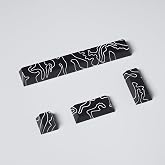 4pcs Keycaps, Black Topographic KeycapsPBT Keycap Cherry Profile Dye-Sublimation Space Bar 6.25U ESC Enter Custom Keycap Set for Mechanical Keyboard Caps Desktop Computer Keyboards