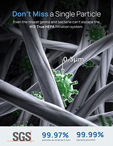 Dreo Air Purifiers for Bedroom, Smart WiFi Alexa/Google Control, Fits for Allergy, Pets, 3-in-1 Filter, Removes Up to 99.97% of Particles Dust Smoke Pollen, 20dB Low Noise, PM2.5 Sensor 6 Modes