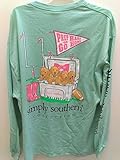 Simply Southern Womans Tee Long T-Shirt Preppy Prep Hard Home Puppy Dog Football (Small)
