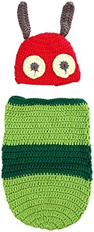 Macrorun Newborn Baby Worm Sleeping Bag Crochet Knit Costume Photography Prop