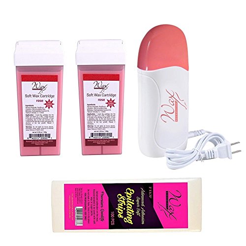 Wax Necessities Wax Heater WX1-C & 2 x Rose Soft Wax Cartridge, 1X Epilating Strips