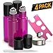 4 Pack - Essential Oil Roller Bottles [Metal Chrome Roller Ball] FREE Plastic Pippette, Funnel and Bottle Opener Refillable Glass Color Roll On for Fragrance Essential Oil - 10 ml 1/3 oz (Purple)