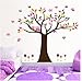 Pretty Princess Bedroom Colorful Flowers Butterfly Owls Birds Around Tree Nursery Wall Art Stickers Decal Home Decor Decorate Removable for Nursery Baby Girls Kid's Room