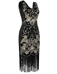 PrettyGuide Vestido de mujer vintage, lentejuelas Art Deco Cocktail 1920 Gatsby