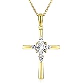 Qikdez Cross Necklace for Women 925 Sterling Silver, Simple Cross Pendant Faith Religious Crucifix Jewelry
