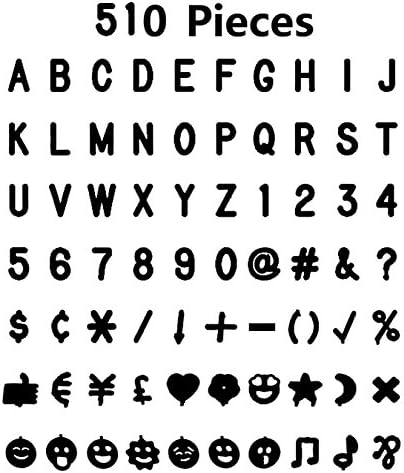 Hongfa Black Plastic Letter Set for Changeable Felt Letter Boards. 3/4 Letters, Set of 510 Characters by Felt Like Sharing.