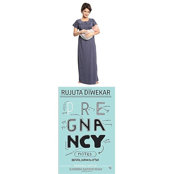 Fabme Women's Maternity Night Dress & Pregnancy Notes: Before, During & After(NW0142_Navy Blue_Free Size)