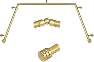 Bay Window Curtain Rods, HOTOZON 7/8 Inch Heavy Duty Curtain Rods for Bay Windows 48-84 Inch(Center Rod), 32-58 Inch Side Rods for Windows, Antique Gold, Decorative Drapery Rod with End Cap Finials