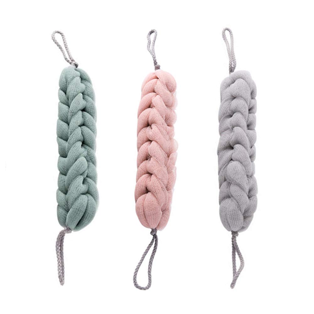 Kaxich 3pcs Back Scrubber Mesh Shower Pouf Loofahs Deep Exfoliating Bath Shower Puff Back Brush Sponges Removes Dead Skin Cells