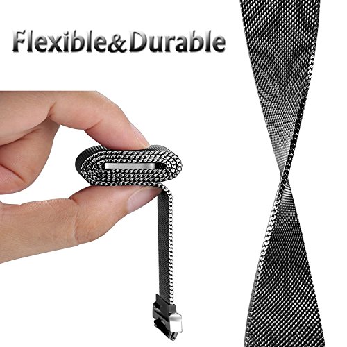 Fitbit Ionic Smart Strap Product Men's & Women's Complete Magnetic Closure Retainer Ring Milan Stainless Steel Metal Ion Sport Belt Fitbit Ion Smartwatch Accessory Black
