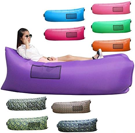 Polan Inflatable Sleeping Bag,Portable Beach Lazy Bag,Air Sleep Sofa Lounge,Sleeping air bed,Hangout Camping Bed(Purple)
