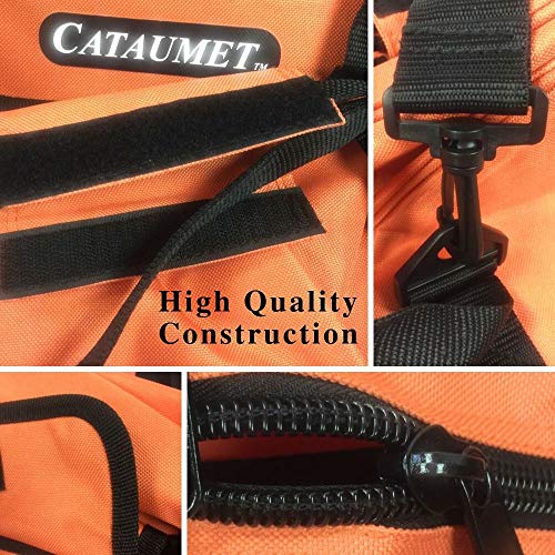 Cataumet Chainsaw Sharpener Kit and Chainsaw Carrying Case Bag Includes 3 Round Files Sizes 5/32" 3/16" 7/32" 3 Guide Handles Stump Vise Felling Wedge Flat File Depth Gauge Multi Wrench Tool Bag