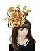 YSJOY Womens Big Satin Loop Fascinator Derby Hat For 50th Birthday Anniversary Cocktail Party Headwear (Gold)