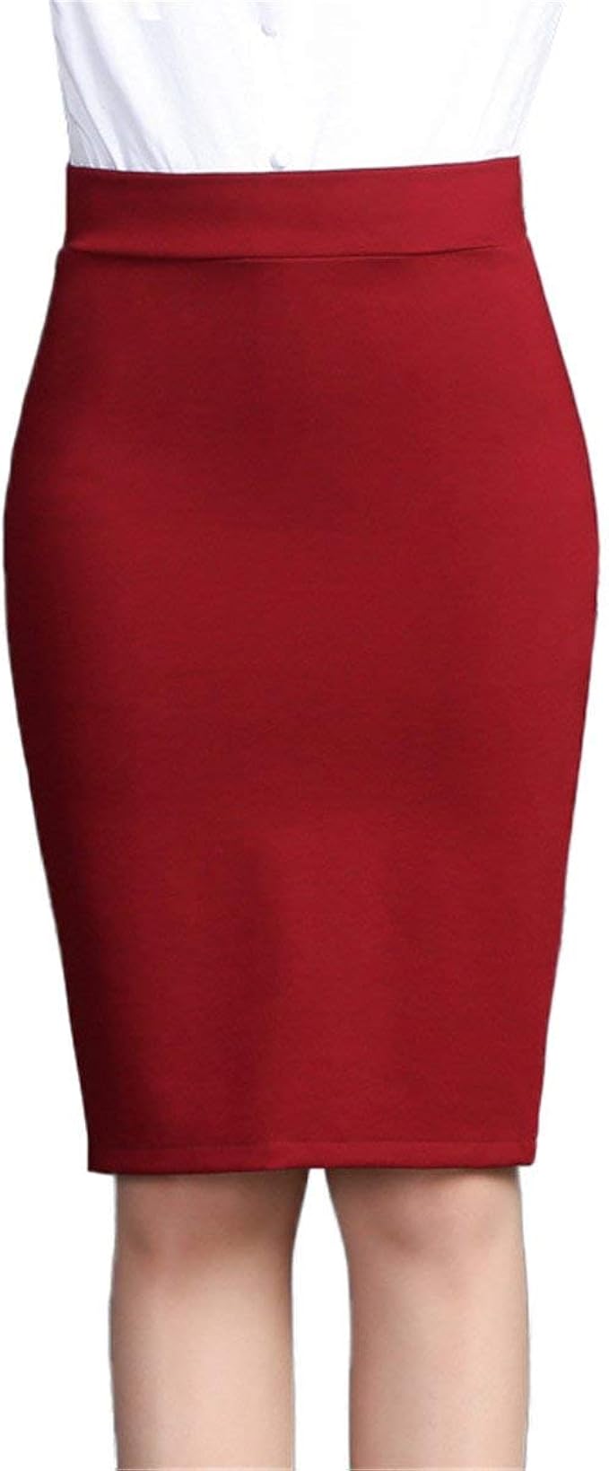 BOLAWOO77 Pencil Skirt Ladies Knee Length Skirt High Waist Pencil