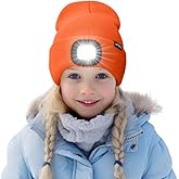 ATNKE Kids LED Lighted Beanie Hat,USB Rechargeable 4 LED Running Headlamp Bright Cap with Light Gifts for Boys and Girls