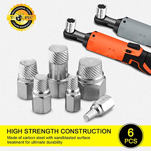 Topec 6Piece Pipe Nipple Extractor Set, Hex Head MultiSpline Easy Out